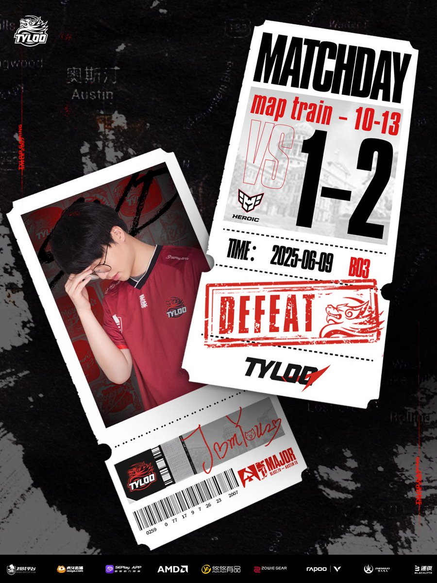 ✨BLAST.tv Austin Major 2025 Stage 2

✨MAP  TRAIN ｜ BO3

✨TYLOO 10:13 Heroic

✨SVP：TYLOO JamYoung
