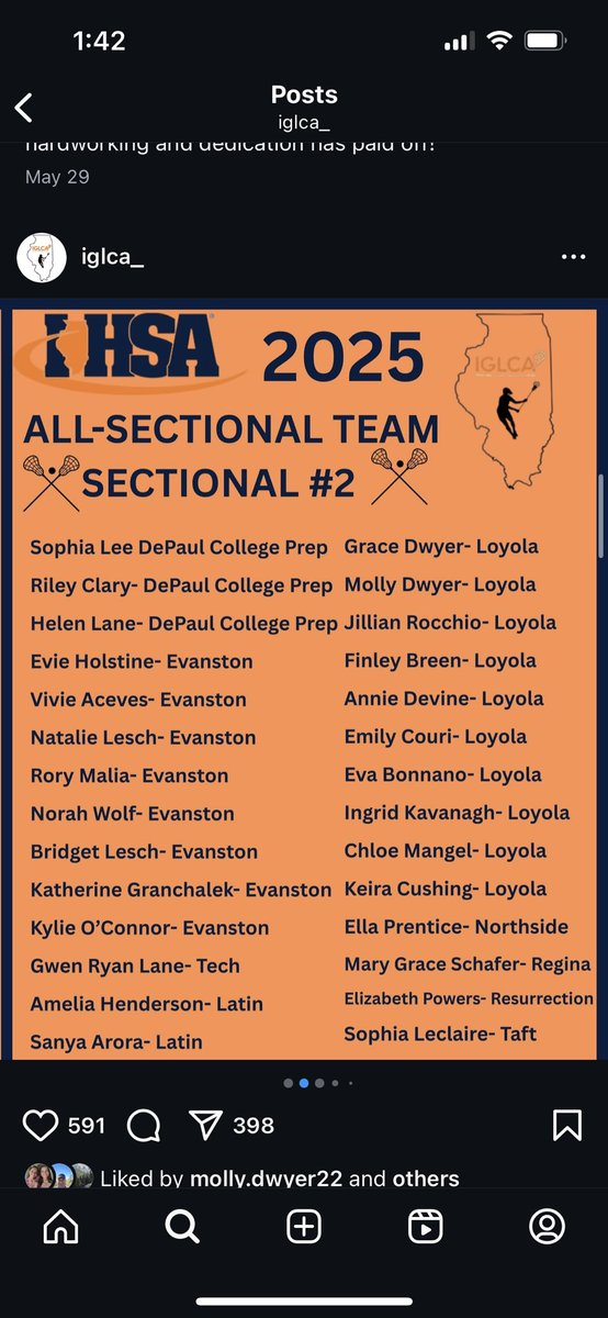 Congratulations to the following players named to the IHSA All Sectional Team: Grace Dwyer, Molly Dwyer, Finley Breen, Annie Devine, Emily Couri, Ingrid Kavanagh, Jillian Rocchio, Keira Cushing, Eva Bonanno and Chloe Mangel.   Go Ramblers!