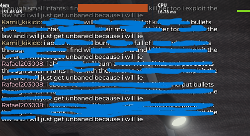 TheCosmoDev's tweet photo. My Roblox accounts were terminated for joining malicious game that send child exploitation-related messages after joining the game. These instances are well-known within the developer community. After getting banned on my alt (UncopyTeam), I logged in to several other accounts, which are SupCosmoTim and SuperCosmoTimAlt. All of the account listed ended up with a termination. Btw my moderation history was absolutely clean

After conducting my own investigation, I noticed that I am far from alone with such a problem. Someone has been creating games that delete people's accounts for a long time. And the worst thing is that recently, due to the introduction of AI moderation by Roblox, such cases have practically stopped being considered and anything done.

The saddest thing is that if you didn't manage to capture the moment you entered this game, you are unlikely to be unbanned, because the game only works when there is a "special account" in it that sends reports on players + they changed the content of the message, now it says about unbanning, which makes the chances of actually unbanning even smaller

Attached to this post are photos from the game, which show that the game forces people to write bad words

I hope that one of you can help me with advice on what to do in this situation, where the moderation simply ignores me

Game link: https://t.co/TbwBRGfNSP
Related devforum post:
https://t.co/DoJPtidjqM

#ROBLOX #robloxadmins #robloxban #moderation @Roblox @robloxdevrel @SharkBloxYT @KreekCraft @Chaseroony @realRubenSim @DavidBaszucki @Roblox_RTC