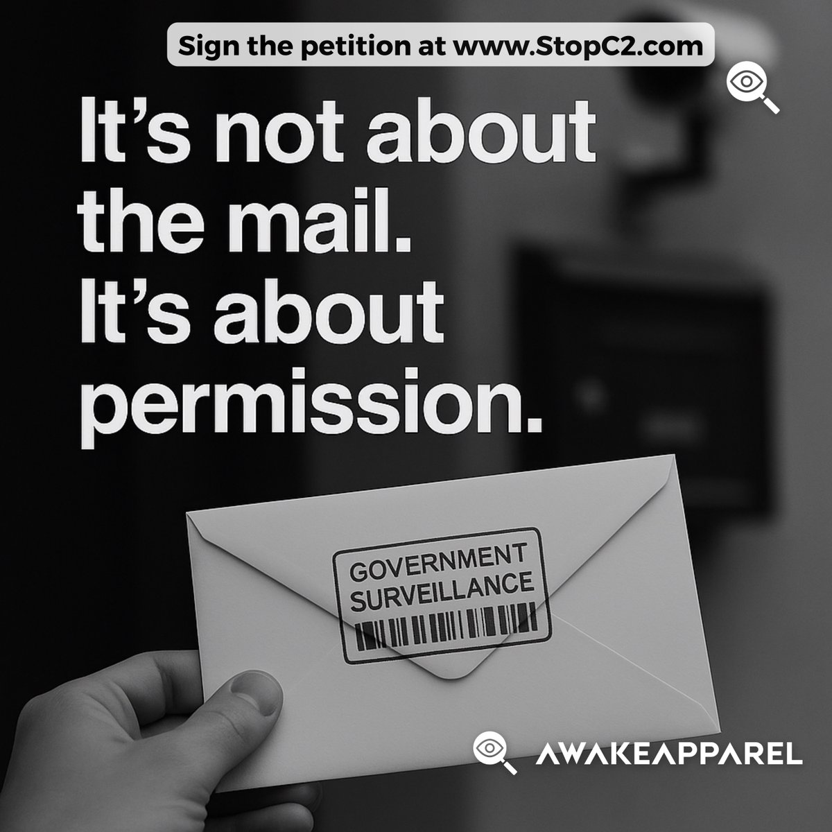Awake_Apparel's tweet photo. They told you it was for your safety.
Now they can open your mail.
Track your data.
Criminalize your cash.
This isn’t protection.
It’s permission harvesting.
🖤 #MonoTruth #StopC2 #AwakeApparel