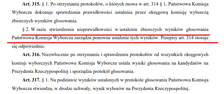 miroslawmilosz's tweet photo. Przypominam @PanstwKomWyb, że w razie stwierdzenia nieprawidłowości w ustaleniu zbiorczych wyników głosowania Państwowa Komisja Wyborcza zarządza ponowne ustalenie tych wyników, a nie obarcza tym zadaniem Sąd. To wynika z Kodeksu Wyborczego. https://t.co/KnAzqSNhHn
