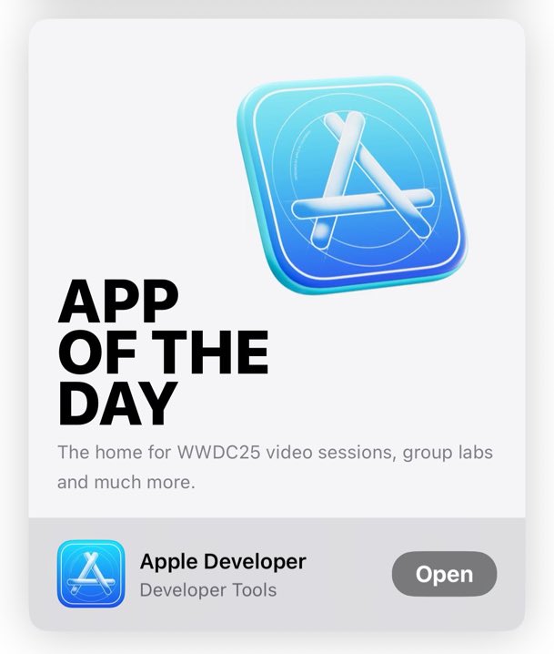 Apple making its app the app of the day on the event day. #WWDC25
