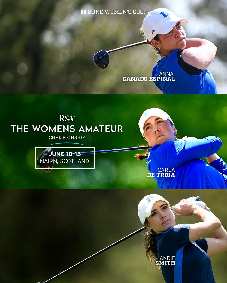 Best of luck to Anna, Carla and Andie as the <a href="/RandA/">The R&A</a> Women's Amateur Championship begins Tuesday!

ℹ️ goduke.us/43IPfI8