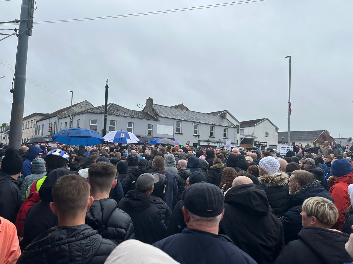 LoveBallymena's tweet image. Hundreds of people have turned up on a grey and wet evening to stand with the family of teenage girl who was sexually assaulted on Saturday evening in Ballymena.