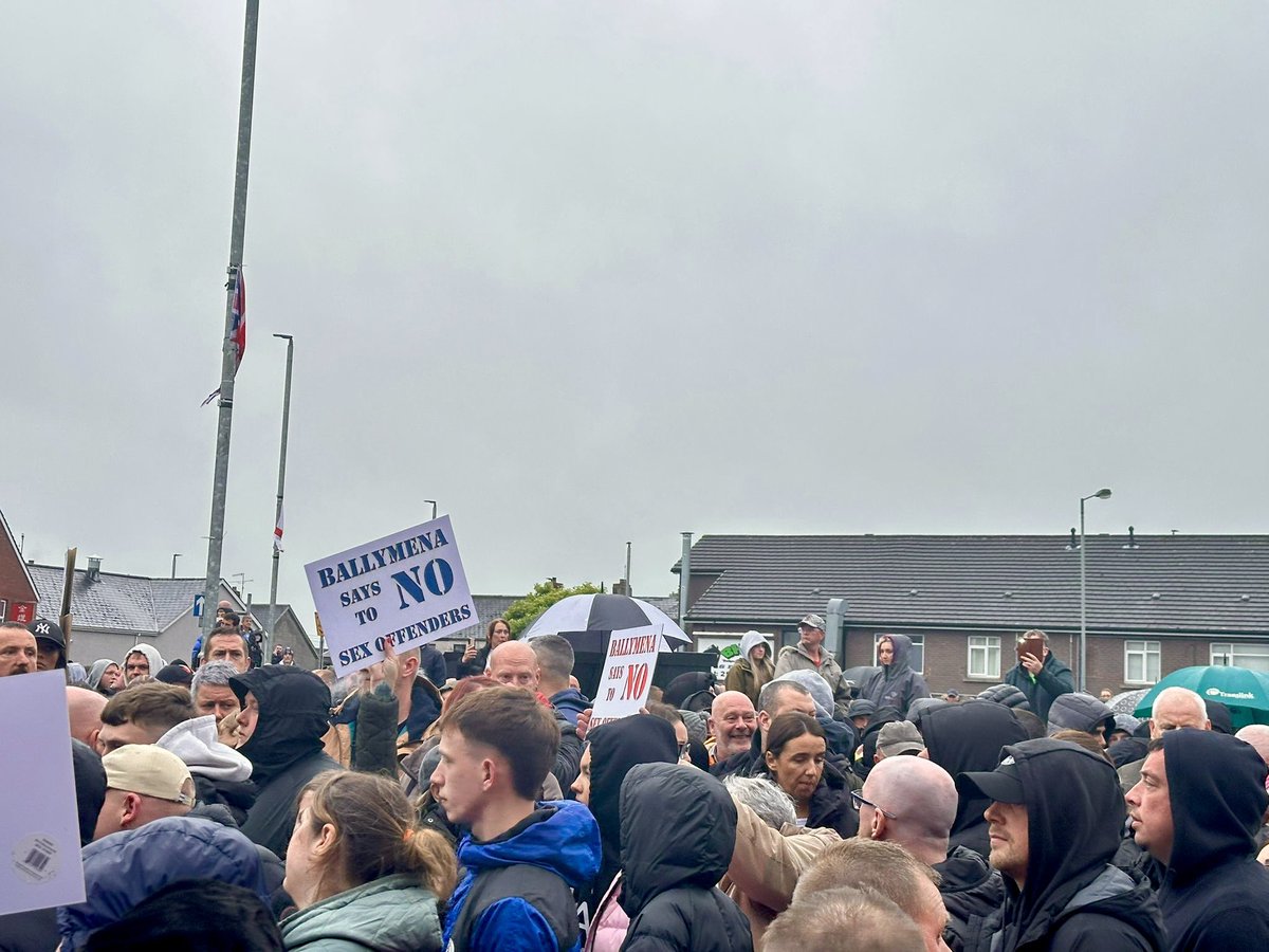 LoveBallymena's tweet image. Hundreds of people have turned up on a grey and wet evening to stand with the family of teenage girl who was sexually assaulted on Saturday evening in Ballymena.