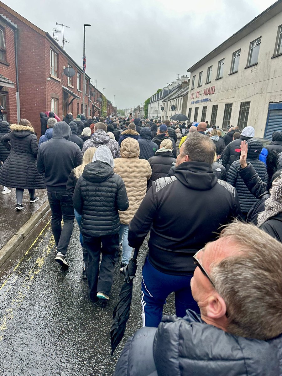 LoveBallymena's tweet image. Hundreds of people have turned up on a grey and wet evening to stand with the family of teenage girl who was sexually assaulted on Saturday evening in Ballymena.