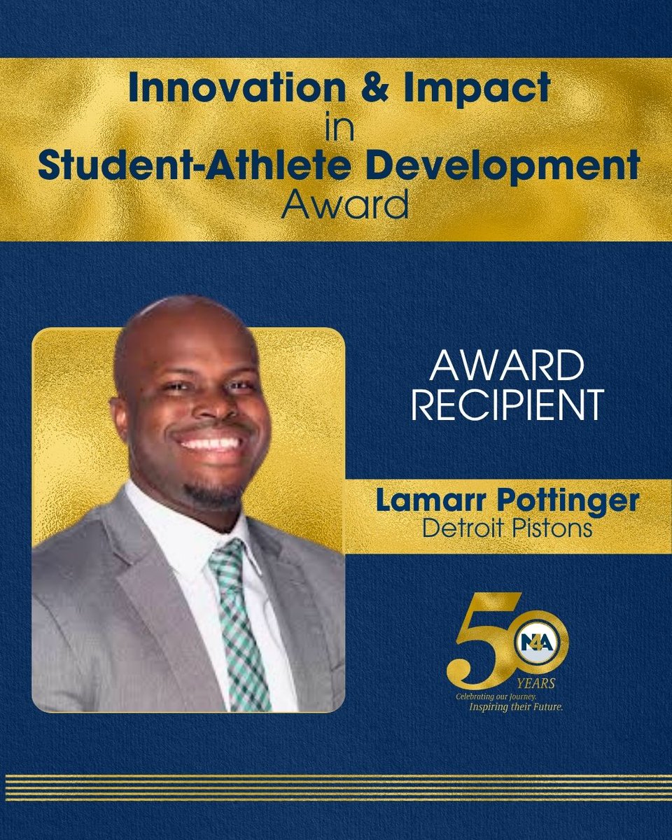 🌟 Huge congrats to @Lamarr_Lead, recipient of the #N4A50 Innovation &amp; Impact in Student-Athlete Development Award! 🎉 Your dedication to bettering the student-athlete experience inspires us all! 💪 #N4A2025