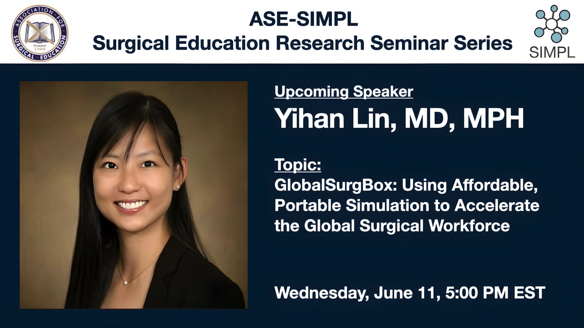 KaiserSadiq's tweet image. Register for the next @Surg_Education @SIMPLCollab
Webinar on Jun 11, 5 PM EST: us06web.zoom.us/meeting/regist…
@GlobalSurgBox : Using Affordable, Portable Simulation to Accelerate the Global Surgical Workforce with
@YihanLinMD
#SurgEd #GlobalSurgery