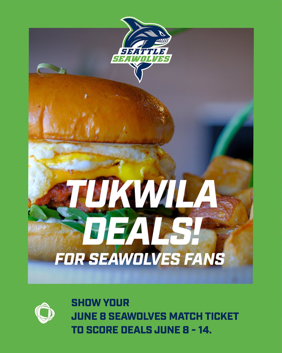 Experience Tukwila (@exptukwila) on Twitter photo Were you at the <a href="/SeawolvesRugby/">Seattle Seawolves Rugby</a> match last tonight? Keep your ticket handy — it’s your pass to local deals! June 8 - 14, show your Seawolves ticket at participating Tukwila businesses to unlock exclusive discounts. Check out the full list on our IG/FB. Were you at the <a href="/SeawolvesRugby/">Seattle Seawolves Rugby</a> match last tonight? Keep your ticket handy — it’s your pass to local deals! June 8 - 14, show your Seawolves ticket at participating Tukwila businesses to unlock exclusive discounts. Check out the full list on our IG/FB.