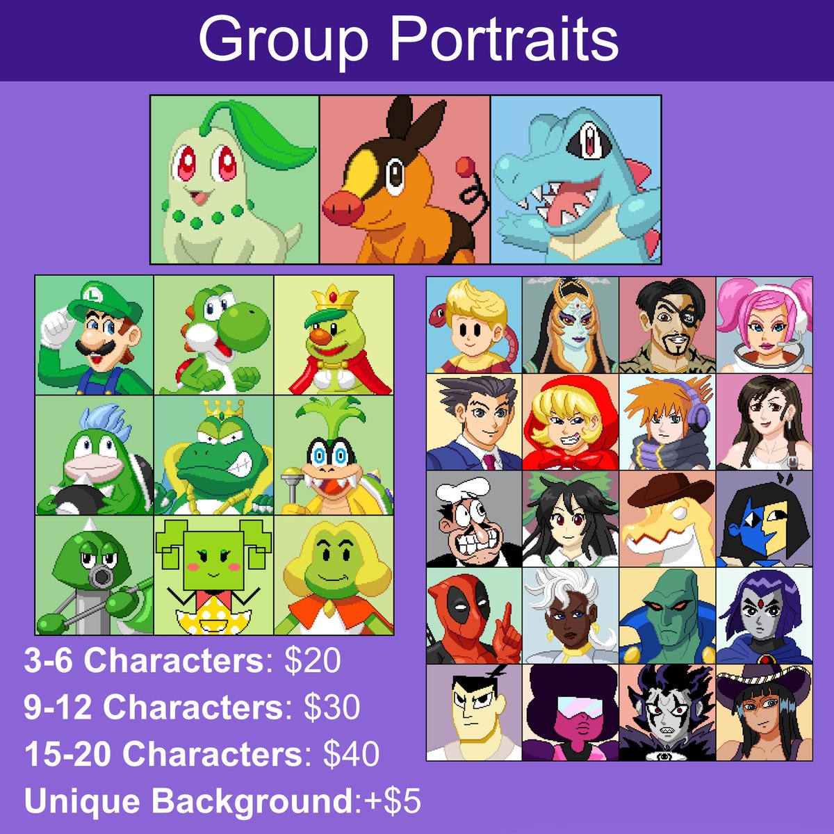 KaosMass's tweet image. New c0mmission sheet! (2025) If anyone’s interested or has any questions, please either DM me here, or through the sites listed in the replies.
Retweets are greatly appreciated!
#pixelart