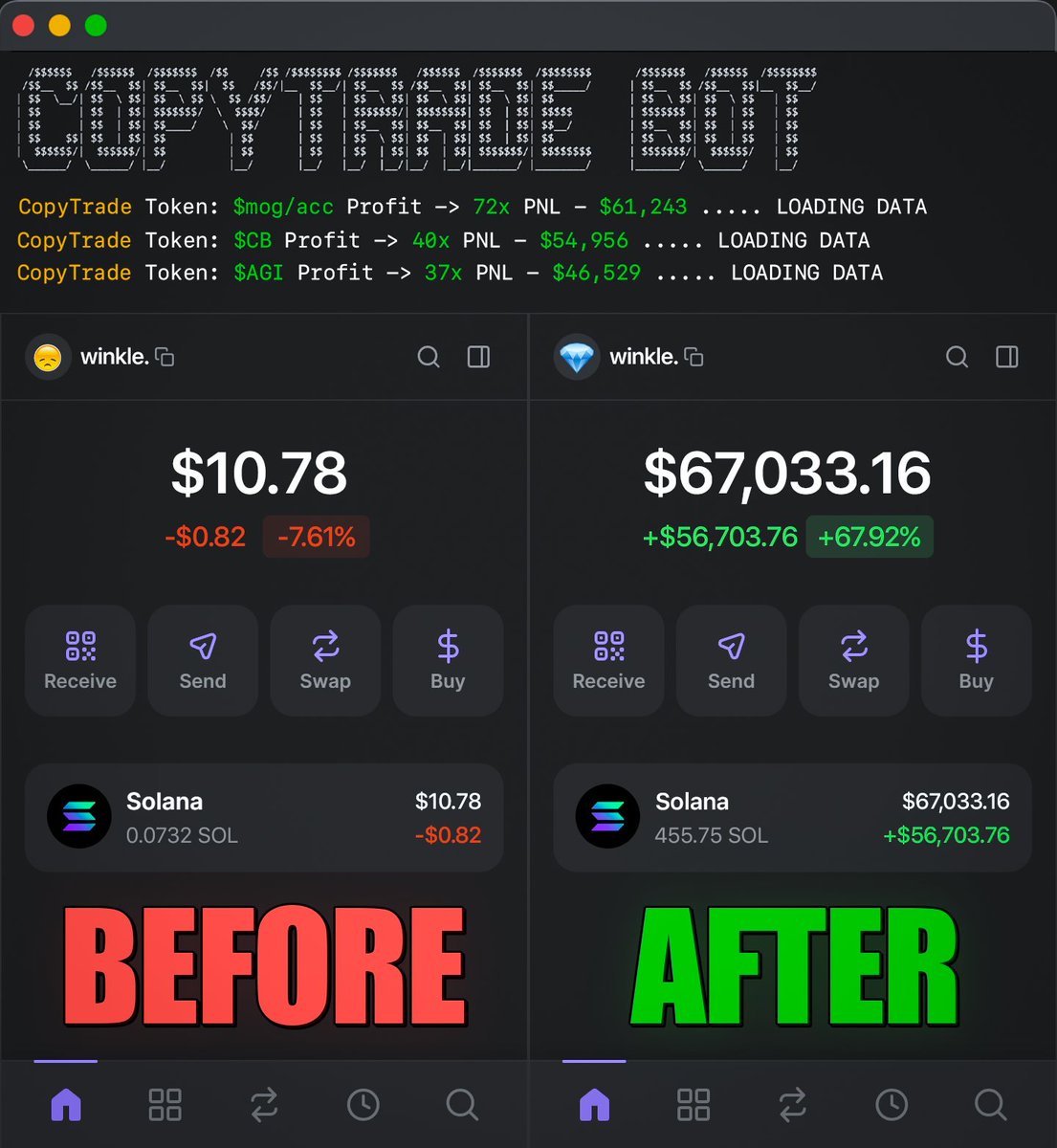 w1nklerr's tweet image. I did it – $67K profit in under 2 weeks

A fully working Grok3 script

No coding skills. Wrote it MYSELF

You can too – read the thread🧵👇