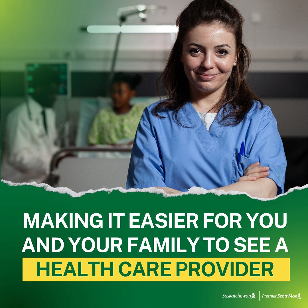 Big news for health care in Saskatchewan!

We’re making it easier for you and your family to see a health care provider when you need one.

Starting now, Nurse Practitioners (NPs) can apply to offer primary care, things like checkups, prescriptions, and managing common health