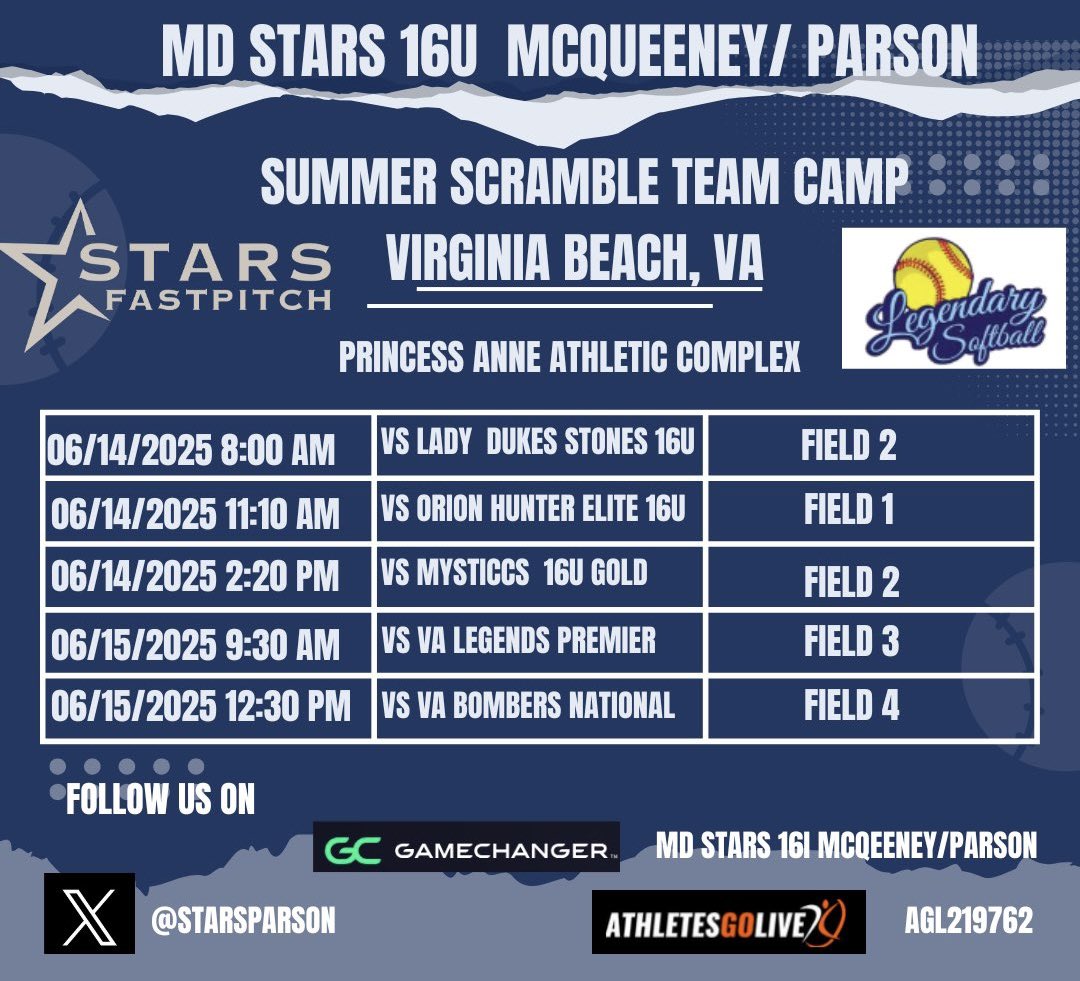 Molly Hagan 2028 (@mollyhagan2028) on Twitter photo Back at it this weekend at the Summer scramble in Virginia Beach🙌! Excited to compete! GO STARS💙🌟💫
~<a href="/CoastRecruits/">Coast 2 Coast Recruits</a>~<a href="/TopPreps/">College Coach / College Scout / College Recruiter</a>~
~<a href="/ExtraInningSB/">EXTRA INNING SOFTBALL</a>~<a href="/StarsParson/">MD Stars National/Fastpitch-Parson</a>~
~<a href="/starsnationalfp/">Stars Organization</a>~<a href="/SoftballDown/">Down South Softball</a> Back at it this weekend at the Summer scramble in Virginia Beach🙌! Excited to compete! GO STARS💙🌟💫
~<a href="/CoastRecruits/">Coast 2 Coast Recruits</a>~<a href="/TopPreps/">College Coach / College Scout / College Recruiter</a>~
~<a href="/ExtraInningSB/">EXTRA INNING SOFTBALL</a>~<a href="/StarsParson/">MD Stars National/Fastpitch-Parson</a>~
~<a href="/starsnationalfp/">Stars Organization</a>~<a href="/SoftballDown/">Down South Softball</a>