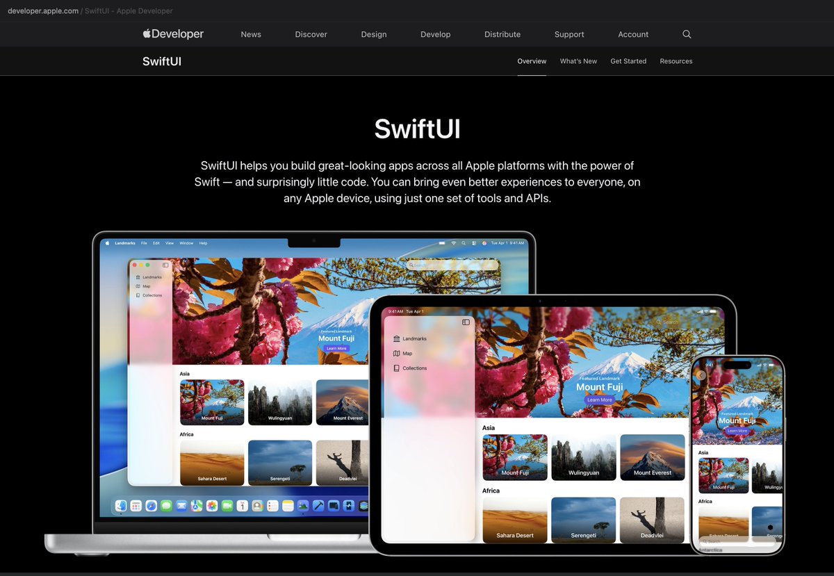 Dimillian's tweet image. SwiftUI home is updated! 

developer.apple.com/swiftui/
