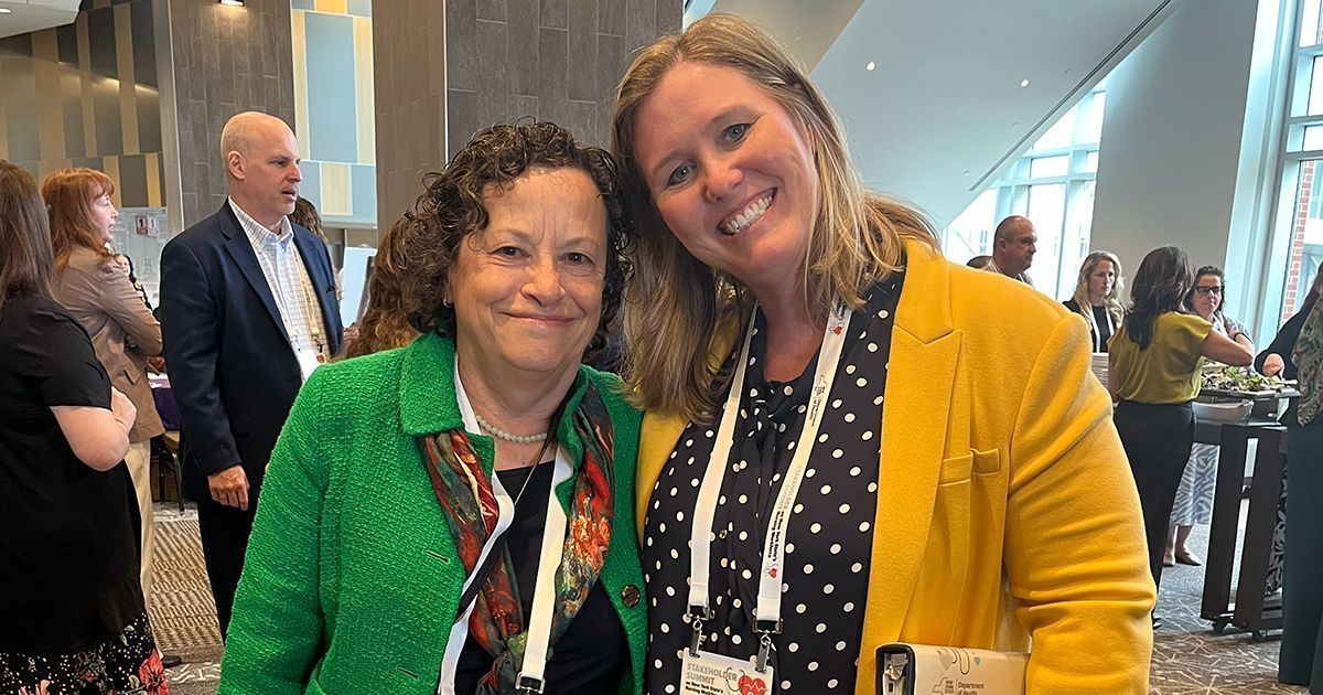 Jean Moore (CHWS Director) and Carrie Roseamelia (Director, Office of Healthcare Workforce Innovation, <a href="/HealthNYGov/">NYSDOH</a>) at today’s Stakeholder Summit on New York State’s #HealthWorkforce
@UALBANY