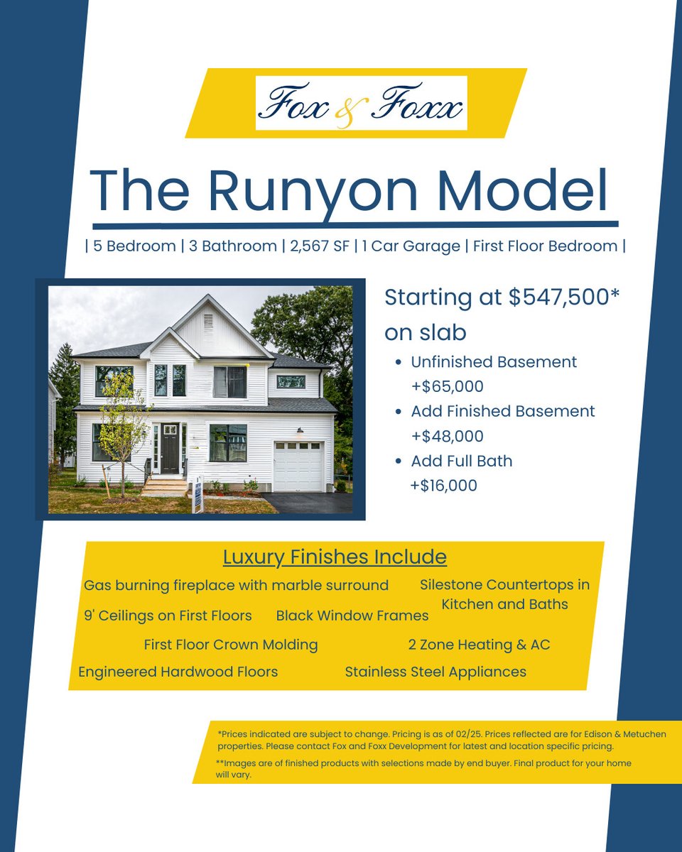 fnf_development's tweet image. ✨Introducing The Runyon Model! ✨
5 Bedrooms | 3 Bathrooms | 2,567 SF | 1-Car Garage | First Floor Bedroom 
Starting at $547,500, this home offers luxury finishes
Contact us today to learn more or click the link in our bio!