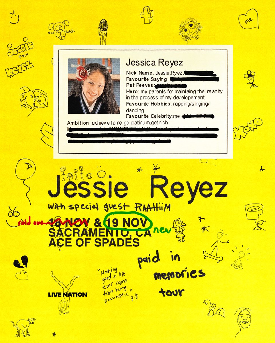 DATE CHANGE + NEW SHOW ADDED: The Jessie Reyez show on 7/30 has been moved to November 18th AND we added a second show on November 19th 🤩

If you purchased tickets for the 7/30 show your tickets will be honored for the 11/18 show. Please check your email for more details ♠️