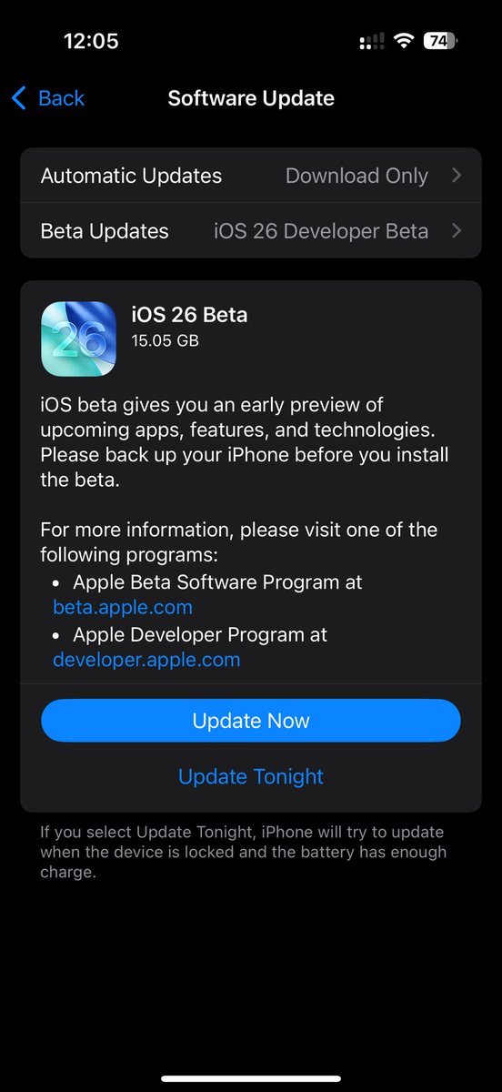 Here we go! Toggle the setting and you can upgrade to iOS 26 now!

#wwdc25