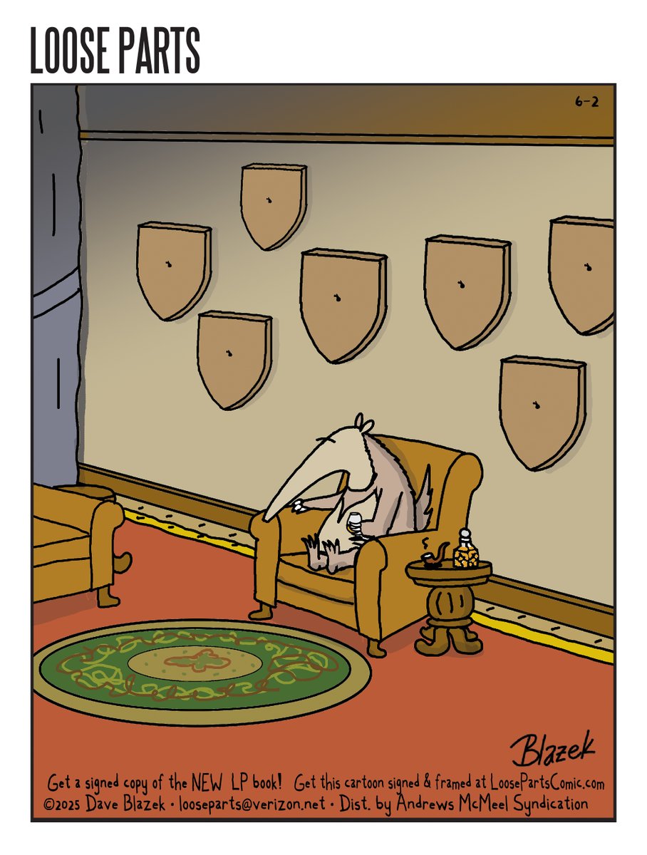 Sometimes it's good to pause and take stock of your accomplishments. #Anteater #Taxidermy #Cartoon #Comic