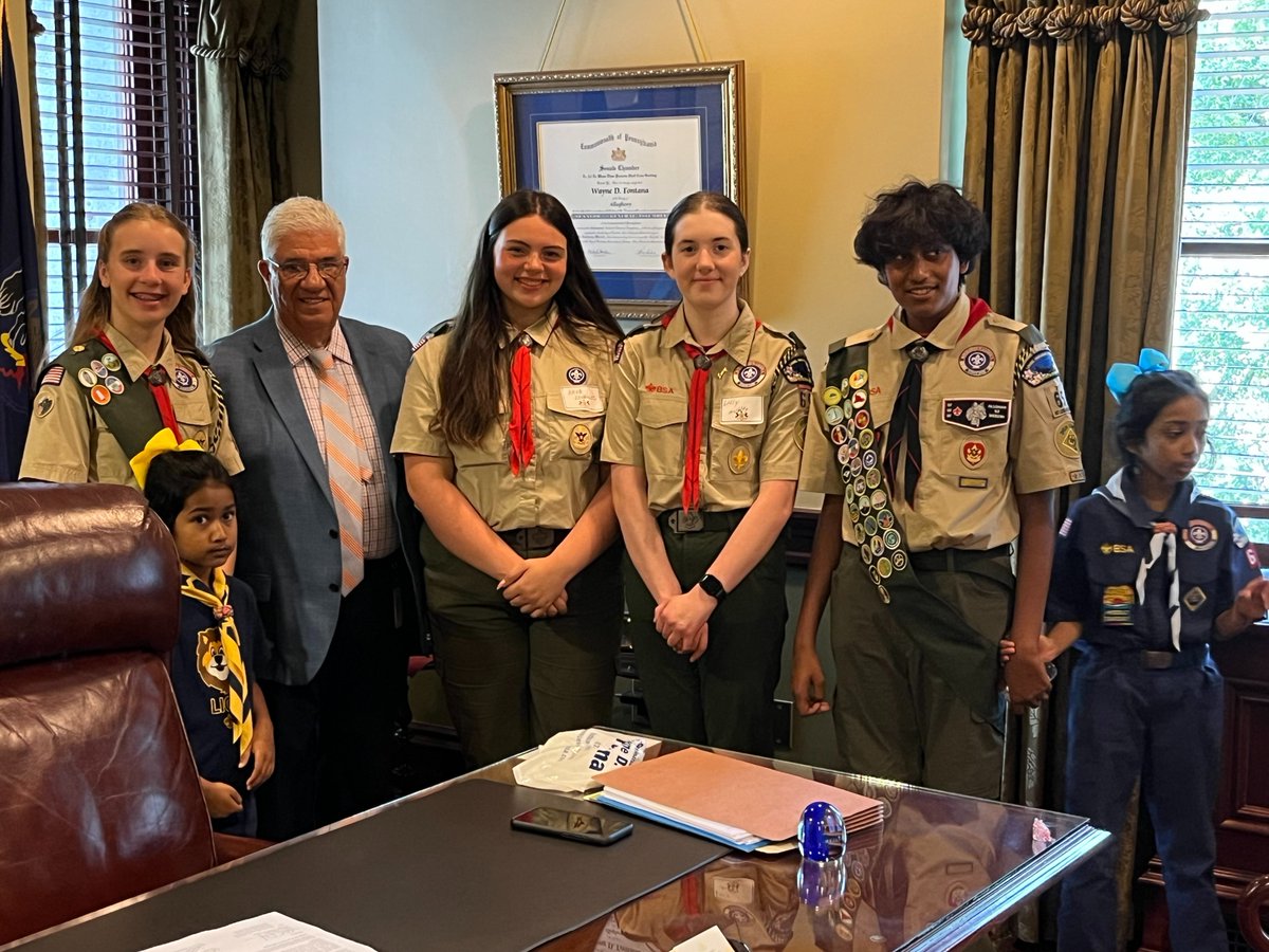 Great to visit with the Scouts from the Laurel Highlands Council Troop from my district who traveled to Harrisburg today!