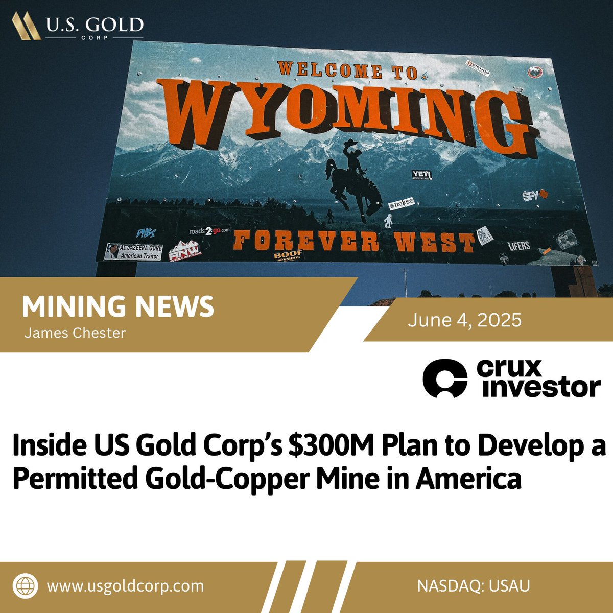 U.S. Gold Corp.. (NASDAQ: USAU), through its flagship CK Gold Project in Wyoming, is advancing a rare dual-commodity development that offers near-term production potential with robust economics and minimal permitting risk. With gold providing the project’s economic backbone and