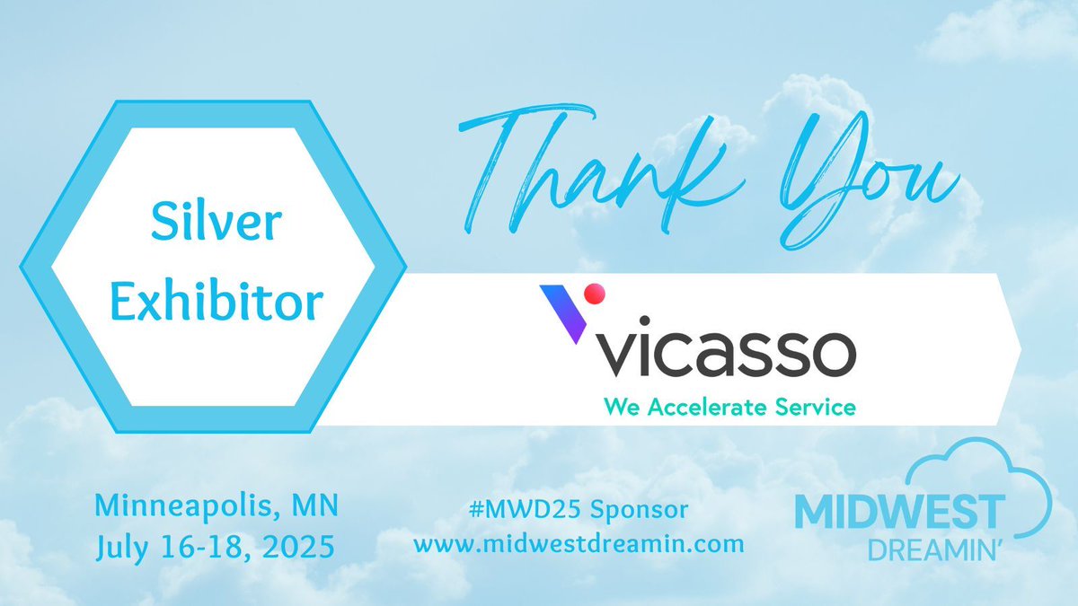 Midwest Dreamin' (@midwest_dreamin) on Twitter photo Sponsors are a huge part of our event each year and we are thrilled to welcome <a href="/GoVicasso/">Vicasso | We Accelerate Service</a> as a new sponsor to #MWD25. Stop by the Expo Hall to meet their team and say thank you for being a part of the conference! Sponsors are a huge part of our event each year and we are thrilled to welcome <a href="/GoVicasso/">Vicasso | We Accelerate Service</a> as a new sponsor to #MWD25. Stop by the Expo Hall to meet their team and say thank you for being a part of the conference!