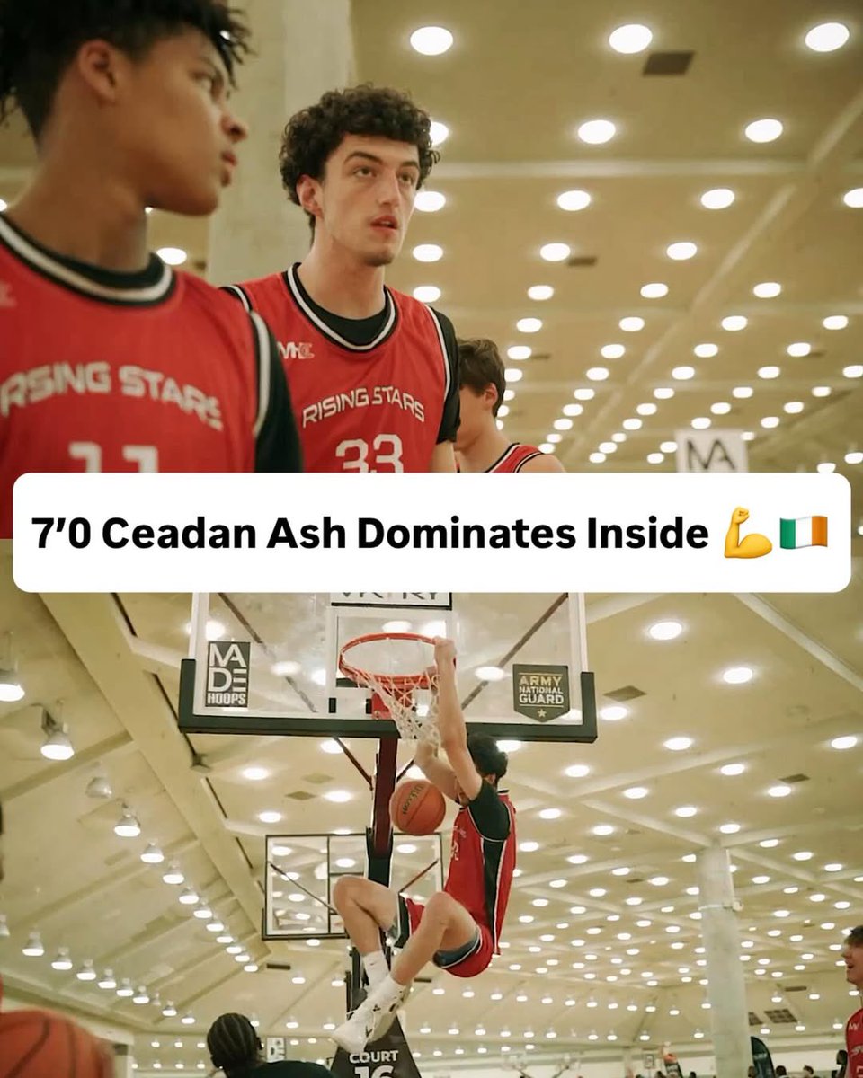 CeadanAsh's tweet image. The 7-footer from Ireland doesn&apos;t just dunk with authority. He finishes around the rim with finesse, alters shots with his length, and controls the glass on both ends. His post moves and footwork are advanced, and he operates with a speed and agility that are rare for his size.
