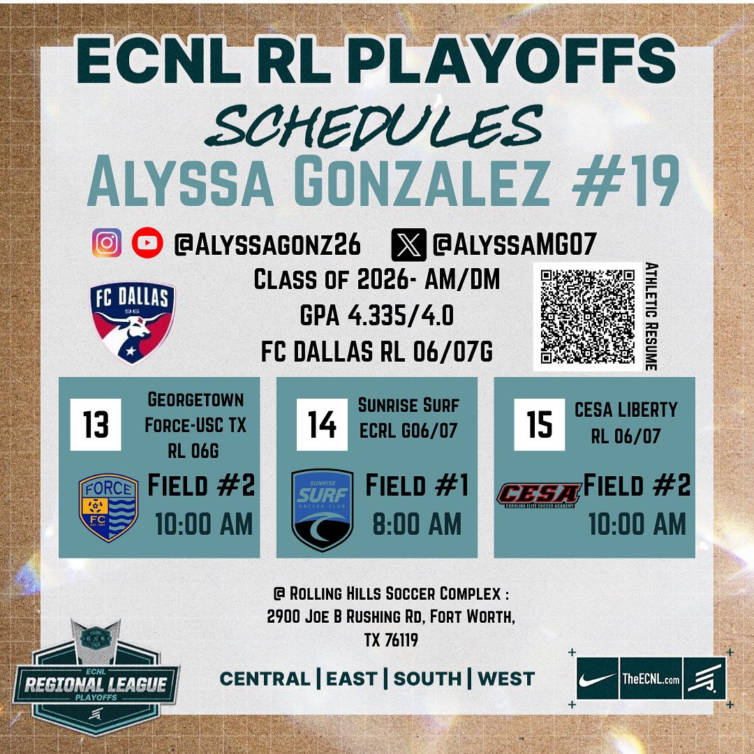 Very thankful for this opportunity!! So excited for ECNL RL South Playoffs this weekend, June 13-17th! <a href="/FCDGirlsECNL/">FC Dallas Girls ECNL</a> <a href="/FCDallas07gECRL/">FC Dallas 07/06G ECNL RL1</a>