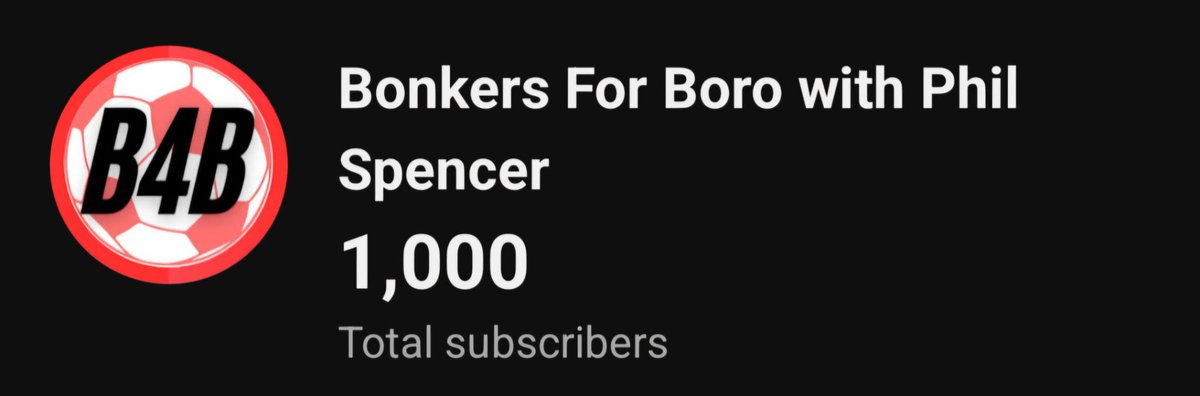 🚨 1000 subscribers! 

Thankyou for those who have helped to get to this landmark but we're just getting started 💪

If you haven't yet and you want more Middlesbrough FC content then check us out below!

youtube.com/@bonkersforbor…

#Boro #UTB