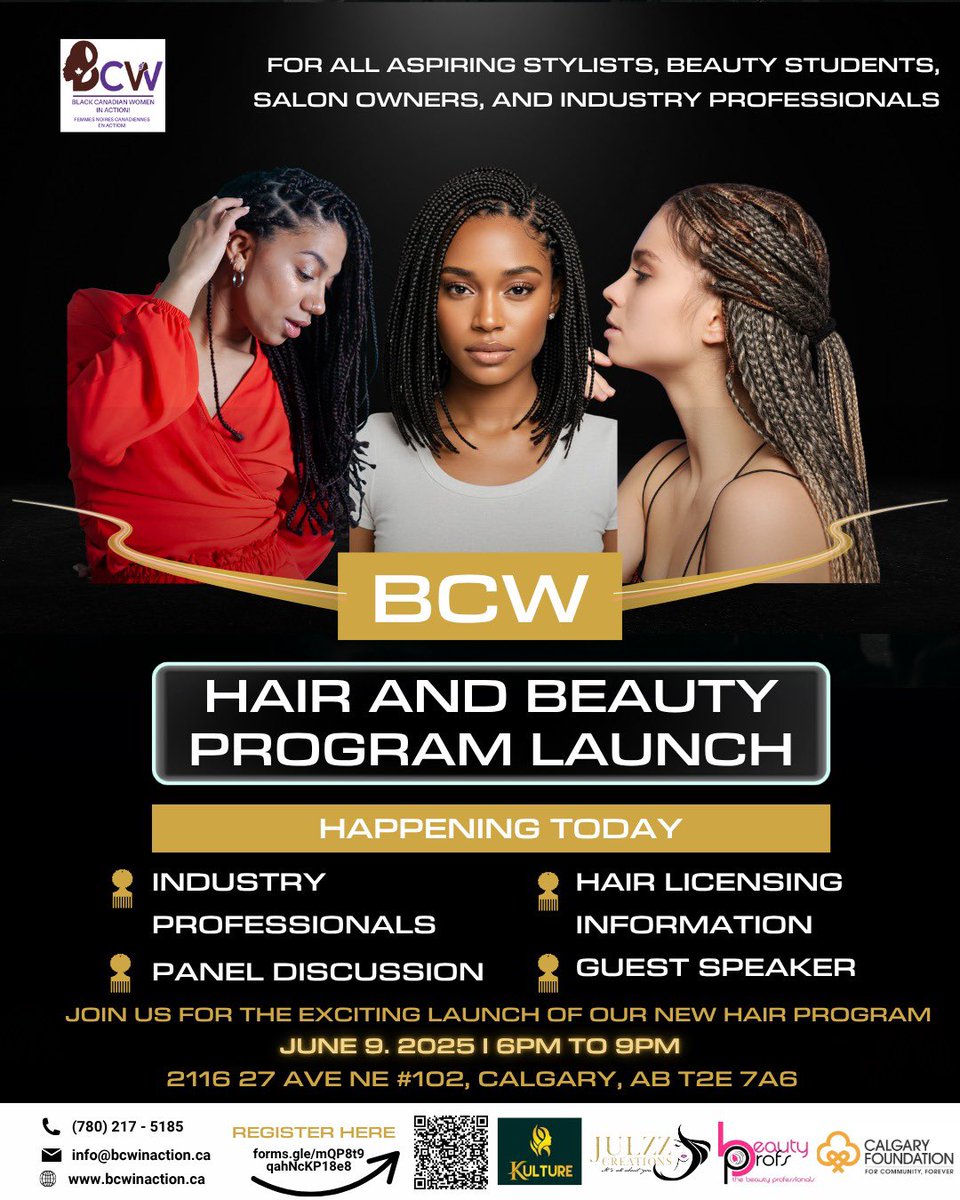 ✨ HAPPENING TODAY! ✨
Join us for the BCW Hair and Beauty Program Launch — an empowering evening for stylists, beauty students, salon owners, and industry professionals!
