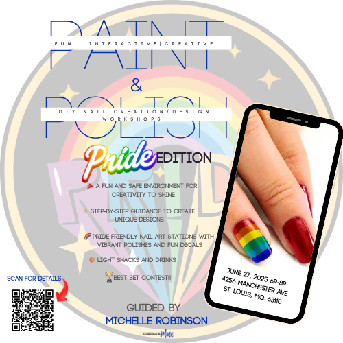 🎨💅🏽 NAILFRIENDS, IT’S TIME TO PAINT &amp; POLISH: PRIDE EDITION! 🏳️‍🌈✨
Join us on June 27th | 6-9 PM at DEMIblue for an evening of creativity, color, and celebration — just in time for STL PrideFest! 🌈
🎟 Tickets are LIVE — Early Bird ends 6/15/25!
🔗 HEAD OVER TO IG FOR TICKETS