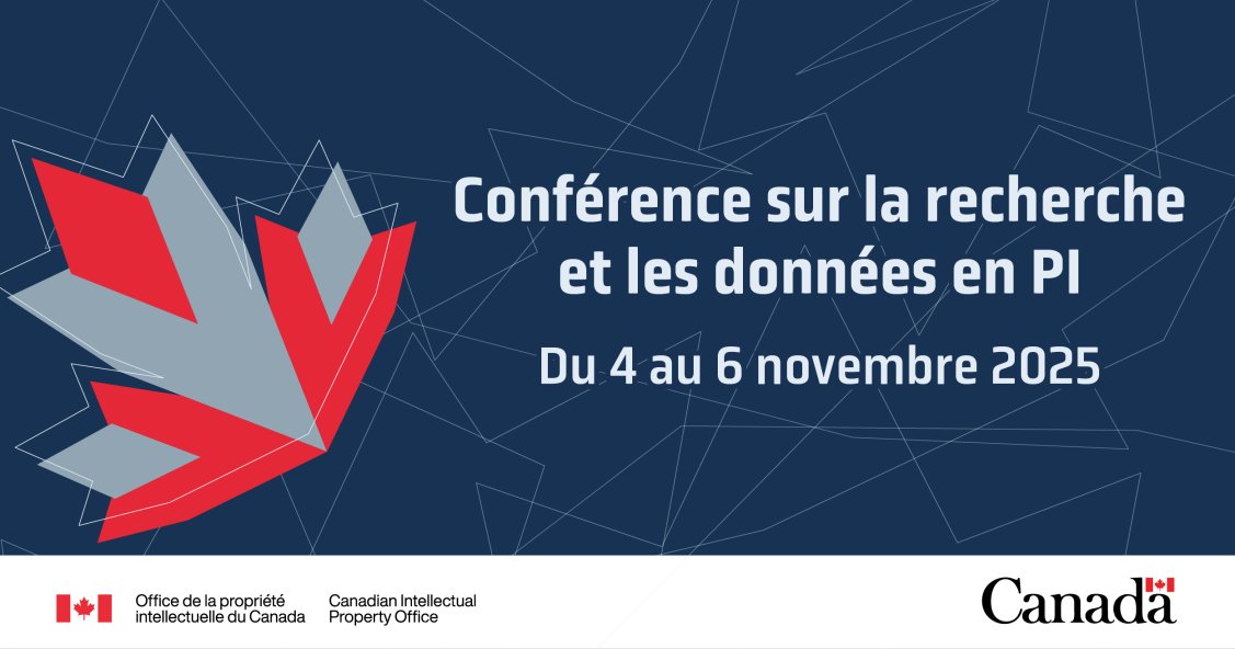 Avis aux chercheurs en #PI! 📊 

Vous souhaitez présenter votre recherche à d’éminents experts? Soumettez votre proposition pour la 8e conférence annuelle sur la recherche et les données de PI, du 4 au 6 nov. 2025! 

Date limite: 15 juillet 👇
ow.ly/EfHo50W6x4Y #recherchePI