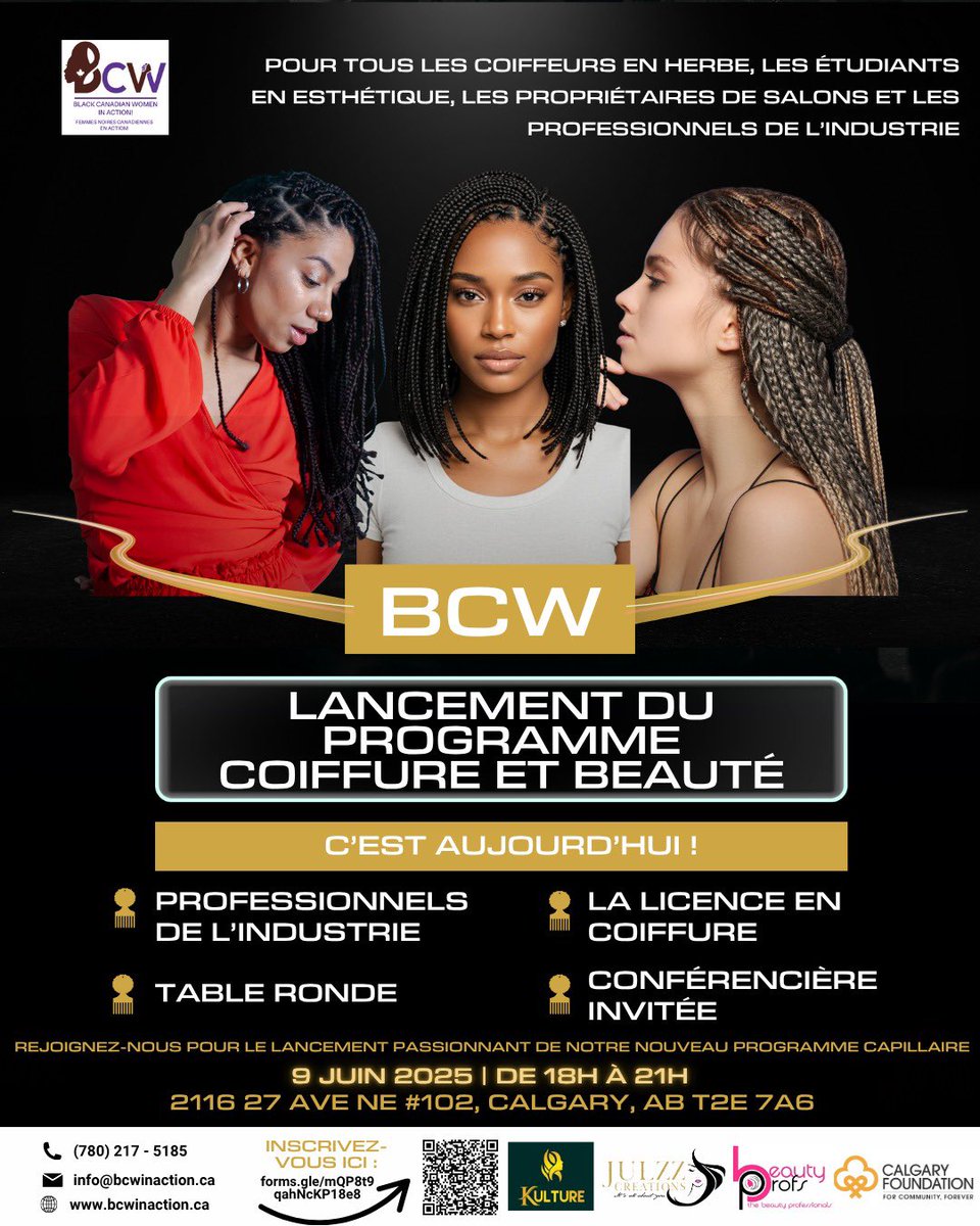 ✨ C’EST AUJOURD’HUI ! ✨

Rejoignez-nous pour le Lancement du programme de coiffure et beauté de BCW — une soirée inspirante pour les coiffeurs, étudiants en beauté, propriétaires de salons et professionnels du secteur !