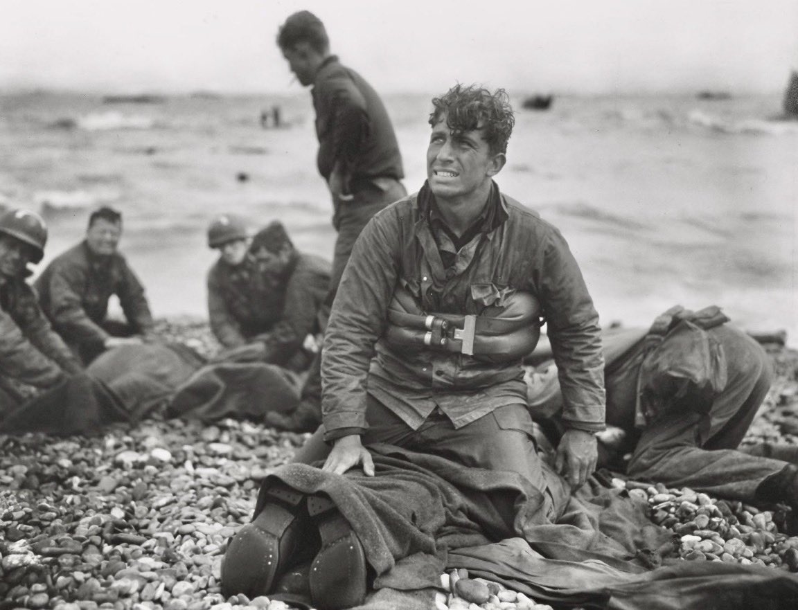 American heroes on Omaha Beach after D-Day landings 1944:   #Rosenblum