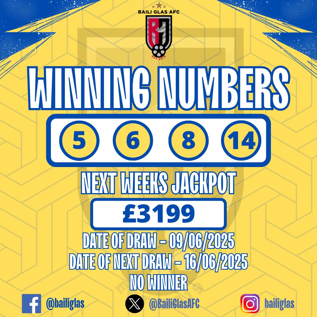 Baili Glas AFC (@bailiglasafc) on Twitter photo Club Lotto | Super Fours
No winners this week, our jackpot is at £3199 make sure you get your tickets <a href="/ClubforceGB/">Clubforce UK</a> > bit.ly/31oV8LA
#TheBailiIsBack Club Lotto | Super Fours
No winners this week, our jackpot is at £3199 make sure you get your tickets <a href="/ClubforceGB/">Clubforce UK</a> > bit.ly/31oV8LA
#TheBailiIsBack