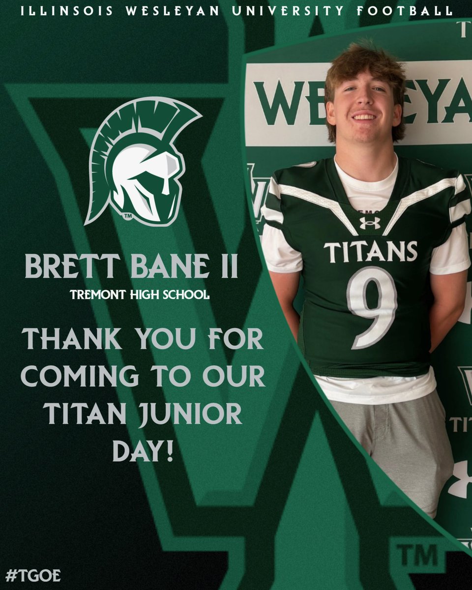 BrettBaneII's tweet image. Thank you Illinois Wesleyan University coaching staff for the Junior Day Visit, had a great time learning about the Titans! @coach_mestre @CoachMurray_IWU @IWUCoachJW @CoachHolte @IWUTitanFball