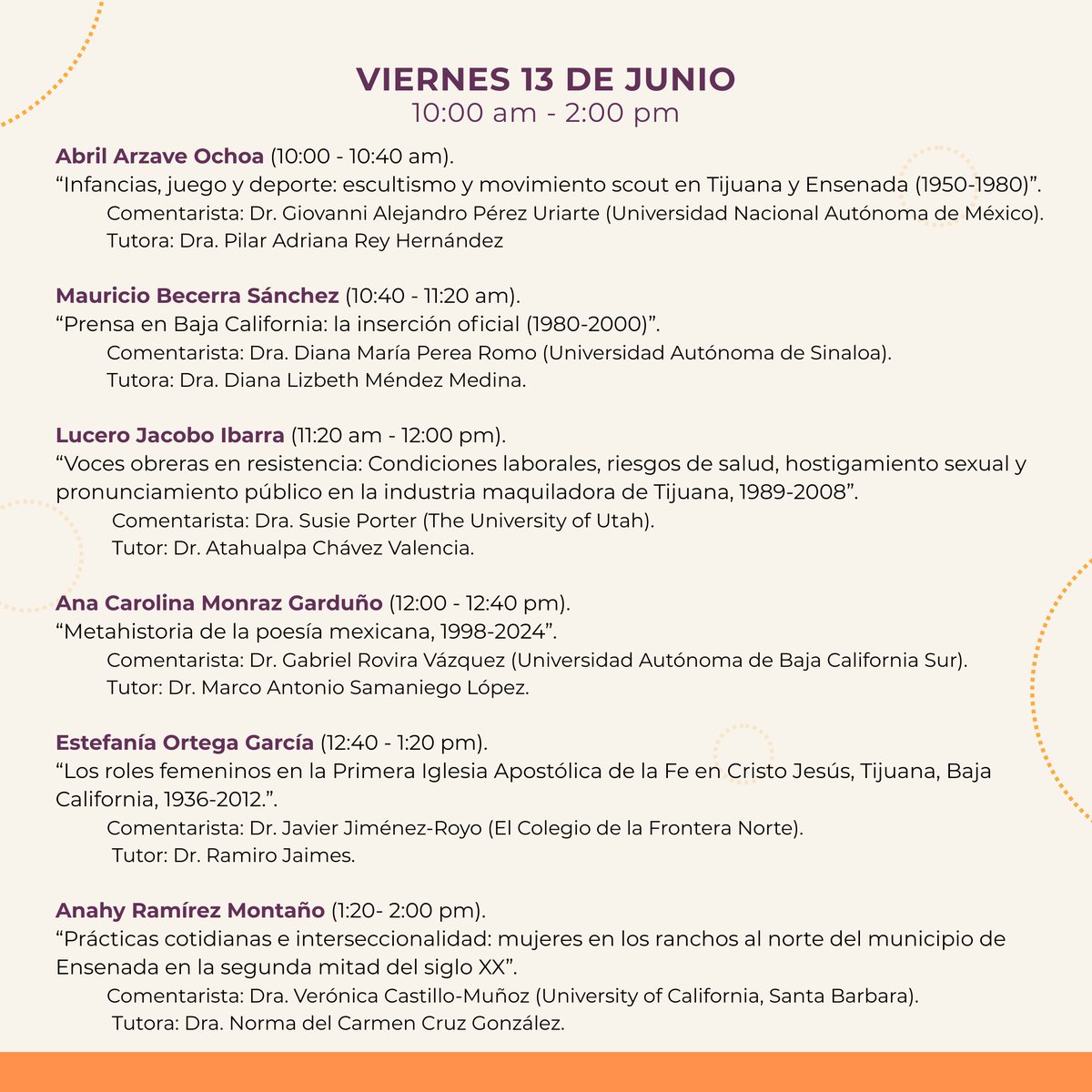 HISTORICAS_UABC's tweet image. Les recordamos que esta semana se llevará a cabo nuestro Coloquio de Estudiantes de Maestría 2025-1.
- Miércoles 11, jueves 12 y viernes 13 de junio.
- De 10:00 am - 1:20 pm
- Aula Magna del IIH-UABC.
