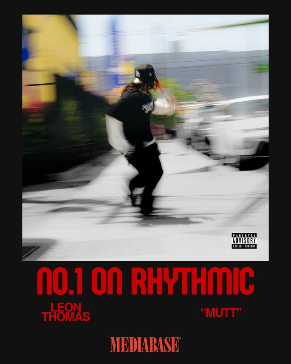 MediabaseCharts's tweet image. Don&apos;t let the name fool you, &apos;MUTT&apos; is pure gold! Leon Thomas has dominated the Rhythmic chart, securing the No. 1 spot. Congrats! 🏆 

#LeonThomas #MUTT #NewNo1 #Mediabase