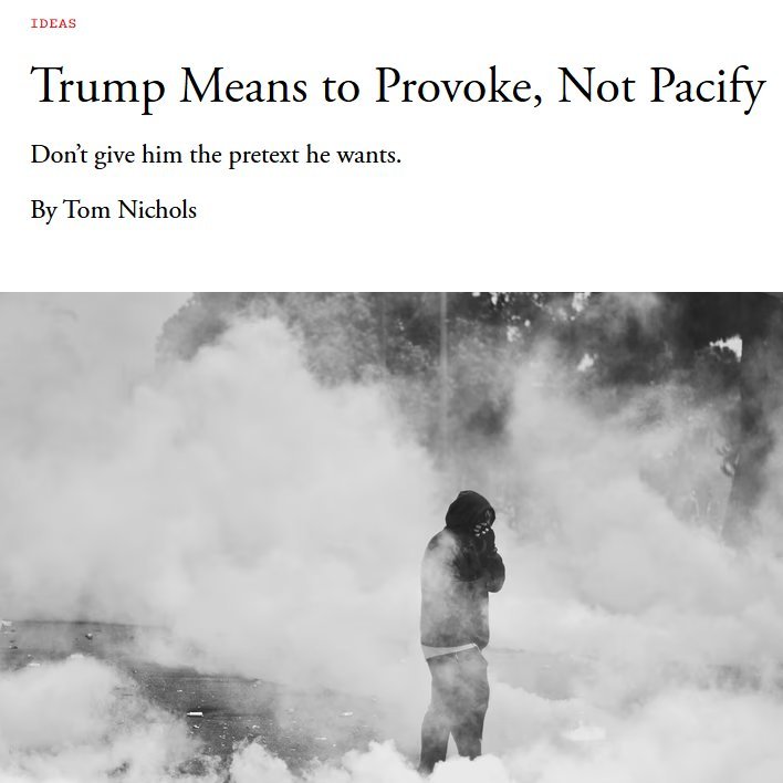 Every word of this. 👇

"Instead, the most dramatic public action the residents of Southern California could take right now would be to ensure that Trump’s forces arrive on calm streets. 

Imagine the reactions of the Guard members as they look around and wonder what, exactly,