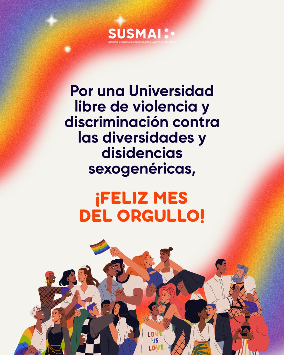 En el marco del Mes del #OrgulloLGBTIQ+, la UNAM invita a la reflexión activa para fortalecer los procesos hacia la construcción de espacios igualitarios, no discriminatorios y libres de violencia hacia las diversidades y disidencias sexogenéricas. 🏳️‍🌈🏳️‍⚧️💙

#OrgulloPuma