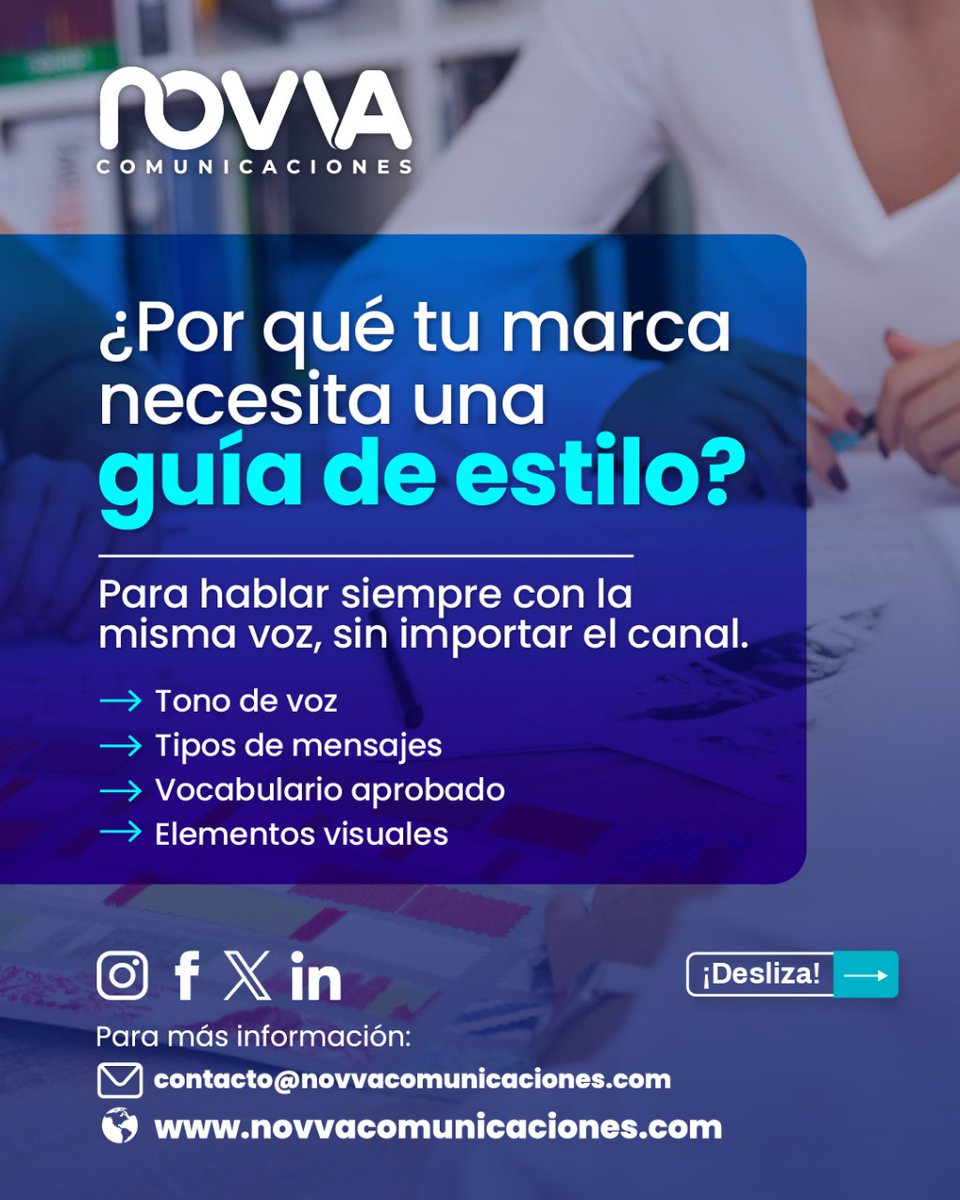 NovvaComm's tweet photo. Una marca fuerte se reconoce por su consistencia.

Define cómo hablas, qué comunicas y cómo te ves.

En NOVVA te ayudamos a crear tu guía de estilo y a construir una identidad sólida.

#GuíaDeEstilo #IdentidadDeMarca #ComunicaciónConsistente #Branding #MarketingEstrategico https://t.co/856TfvguGX