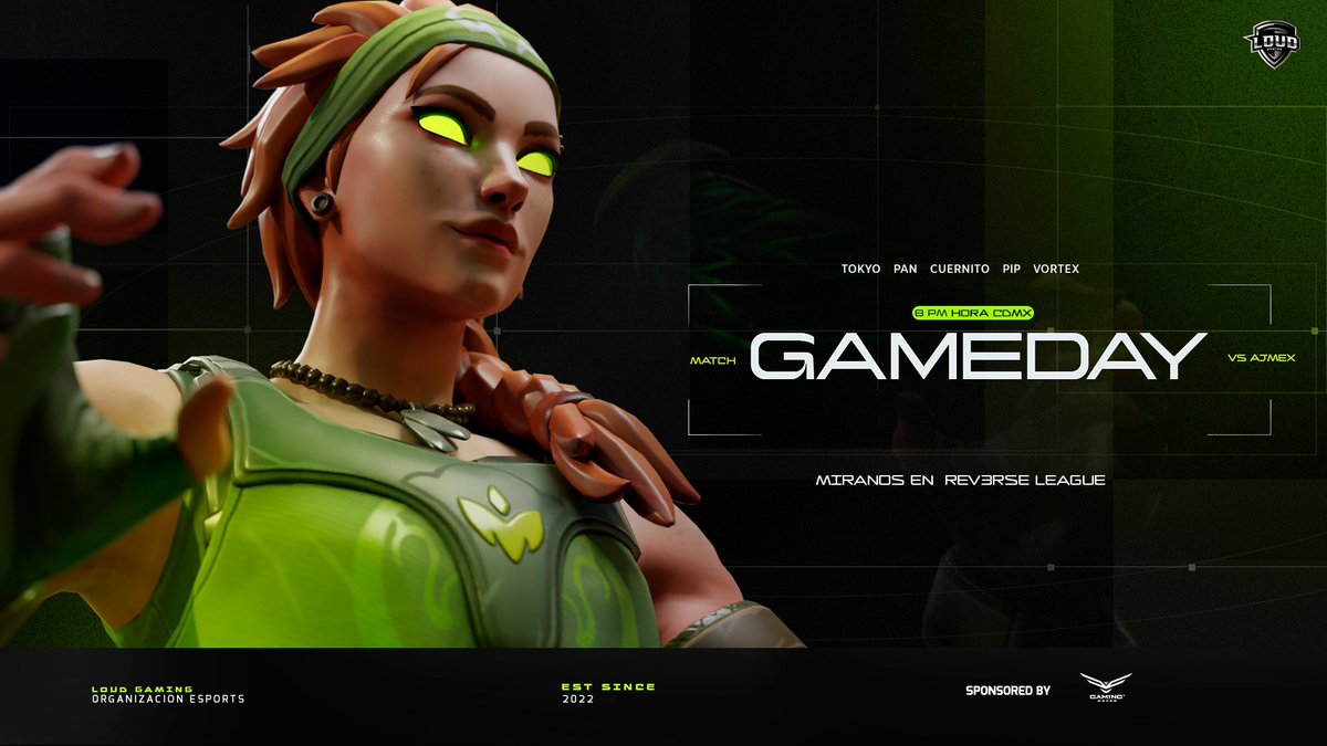 MATCH DAY | <a href="/VALORANTLATAM/">VALORANT</a> 🏆 

⏰ 20:00 HRS 
🆚 <a href="/TeamAjmex/">Team AjMex</a> 
🏆 <a href="/Reverseleague_/">REV3RSE</a> 

Lets go Ruidosos, vamos por ese gran debut 🔥 

<a href="/pan_cane1a/">Pan Canela</a> 
<a href="/santtt__/">santt</a> 
<a href="/iTokyoGaming/">iTokyo</a> 
<a href="/doncobraint/">Angel Abad Turrubiartes</a> 
<a href="/pipark/">miso</a> 

Sponsors:
<a href="/NacebMx/">Naceb Tecnología</a> 
<a href="/TeeGamingOrg/">Tee Gaming</a> 

#VALORANT #Valo #Torneo #VALORANT募集ps5