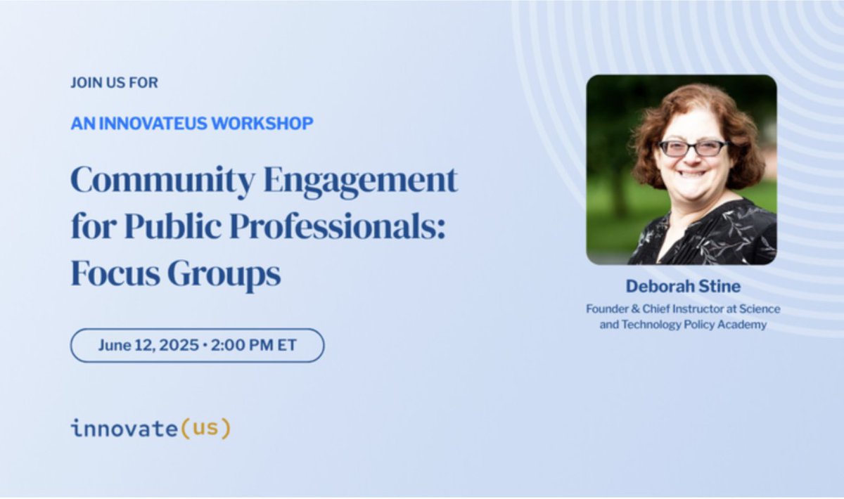 The Burnes Center For Social Change (@burnescenter) on Twitter photo 📢June at InnovateUS = Free workshops for public pros!
🗓️ 6/10: Generative AI for Public Sector Communicators with <a href="/wihbey/">John Wihbey</a>
🗓️ 6/12 & 6/17: Community Engagement: Interviews & Focus Groups with <a href="/Deborah_D_Stine/">Deborah (Debbie) Stine</a>
🔗Register: innovate-us.org/building-bette… 📢June at InnovateUS = Free workshops for public pros!
🗓️ 6/10: Generative AI for Public Sector Communicators with <a href="/wihbey/">John Wihbey</a>
🗓️ 6/12 & 6/17: Community Engagement: Interviews & Focus Groups with <a href="/Deborah_D_Stine/">Deborah (Debbie) Stine</a>
🔗Register: innovate-us.org/building-bette…