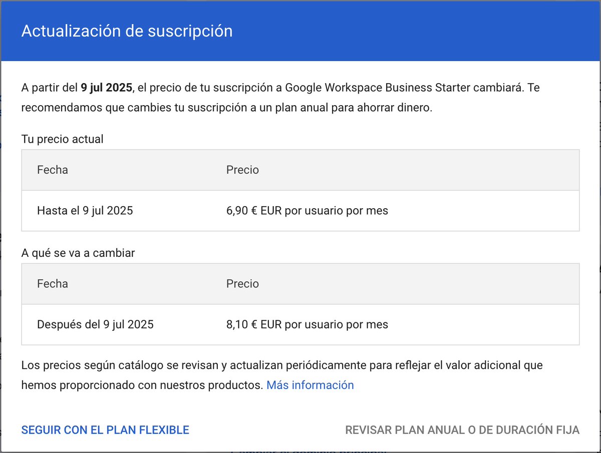 Google te borra de las búsquedas, y no contento con ello te sube el precio de Workspace más de un 17% porque con las nuevas funciones de IA … patatas