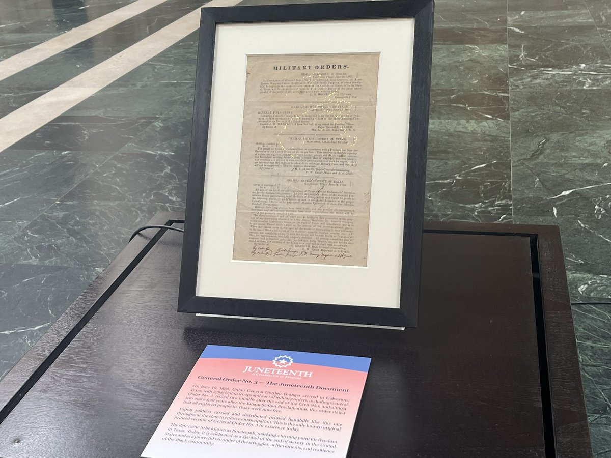 Dallas Historical Society will host a panel on Juneteenth next Thursday. Juneteenth marks the date Union troops arrived in Galveston to enforce the Emancipation Proclamation. The is the only known remaining original print-out will be on display at the Hall of State in Fair Park.