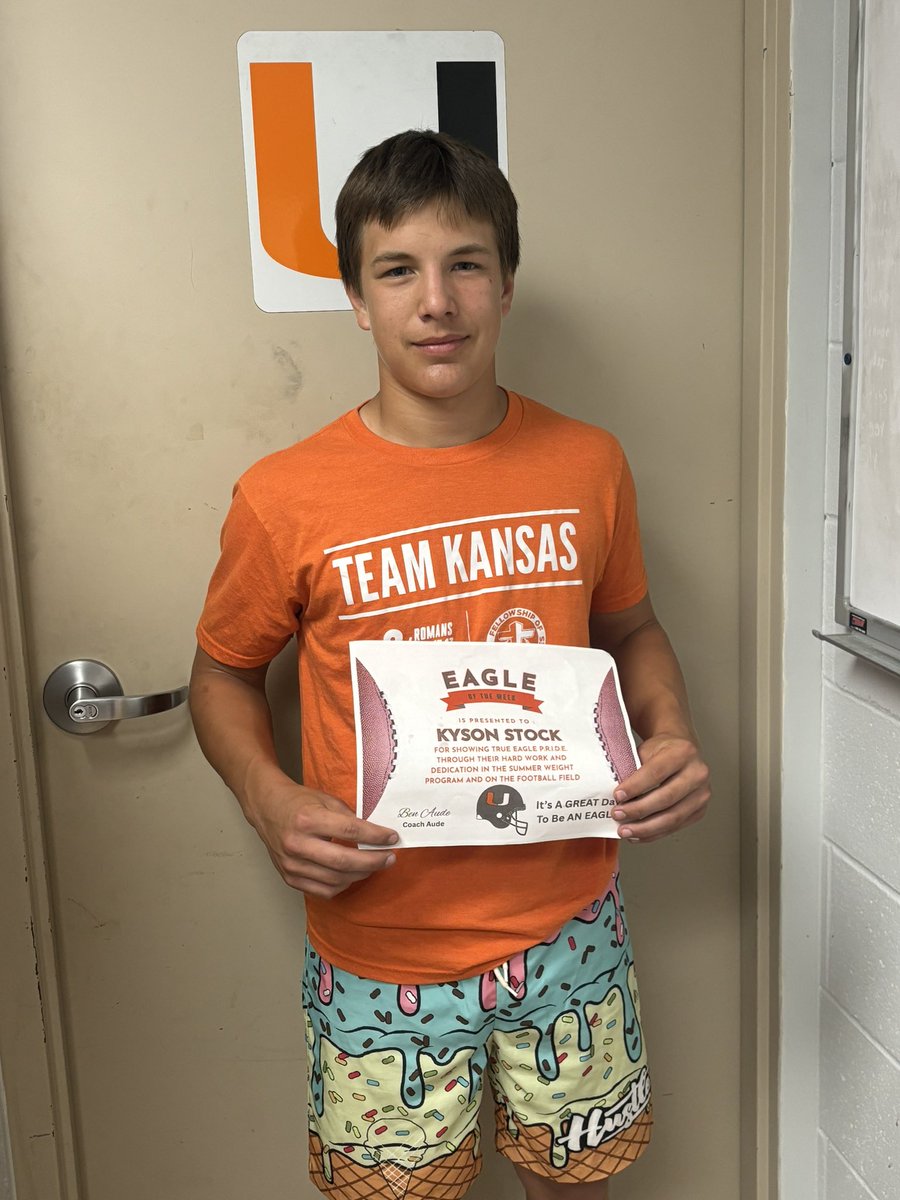 Our first Eagle of the Week for the summer!

Freshman Kyson Stock hasn’t just shown up and worked hard- he’s already stepping up as a leader in the weight room and on the field. We’re fired up to have him in the program!

Stay tuned Thursday for Week 2’s Eagle of the Week.