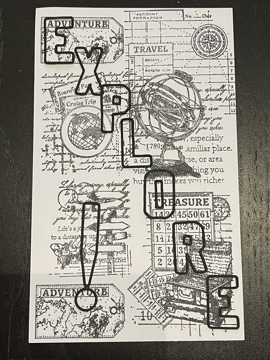 Who has been out and about for #festivaloffieldwork #geography? One of my card series I’m making! Experimenting with stamps and words ! 
Discover and adventure… coming soon <a href="/MiniMapMakers/">Mini Map-Makers Global CIC</a>