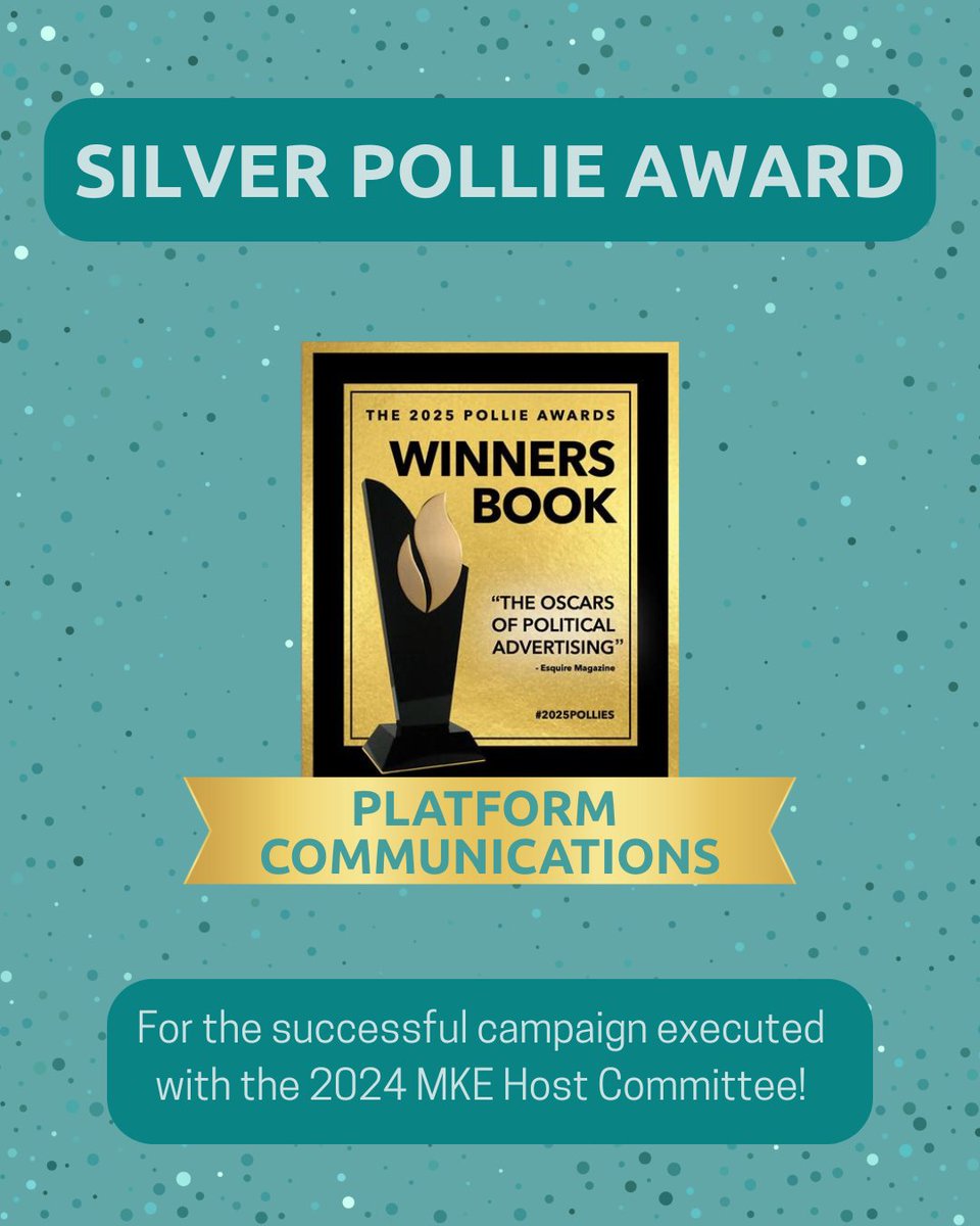 PlatformWI's tweet image. We are honored to announce that Platform has won a Silver Pollie Award for our work with the MKE 2024 Host Committee!
The award highlighted our radio campaign that was a part of the broader effort to recruit more than 4,000 volunteers to support the 2024 Republican National…