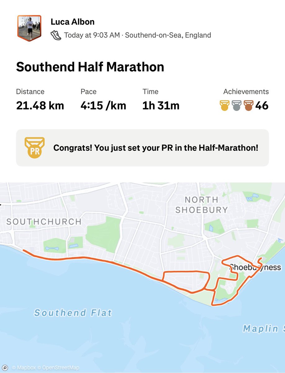 Southend Half Marathon 🏃🏼‍♂️