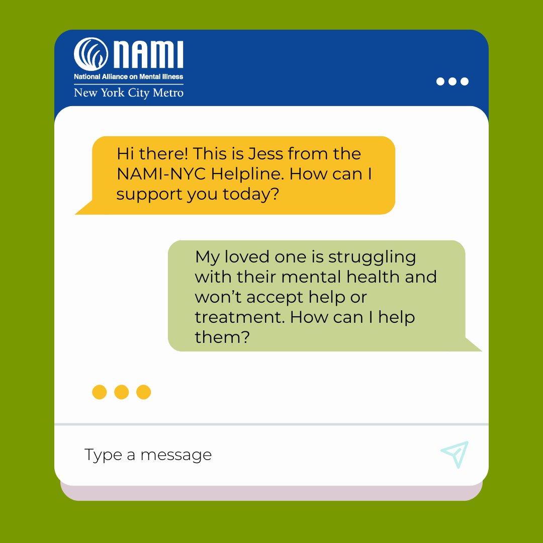 No time to get on the phone? Text the NAMI-NYC Helpline at 212-684-3264. We’re here to help you, Monday–Friday, 10 AM to 6 PM. naminyc.org/helpline